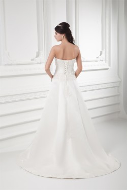 Sleeveless Satin Sweetheart A-Line Sweet Lace Wedding Dresses 2031163