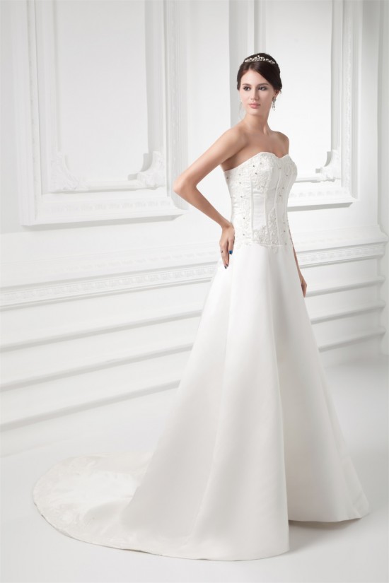 Sleeveless Satin Sweetheart A-Line Sweet Lace Wedding Dresses 2031163 Sleeveless Satin Sweetheart A-Line Sweet Lace Wedding Dresses 2031163