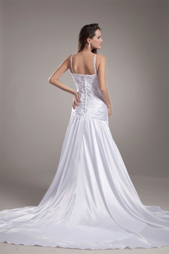 Elastic Woven Satin Sleeveless A-Line Spaghetti Straps Beaded Wedding Dresses 2031165 Elastic Woven Satin Sleeveless A-Line Spaghetti Straps Beaded Wedding Dresses 2031165