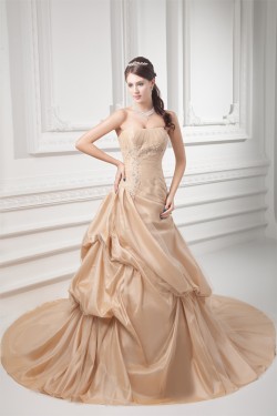 Elegant A-Line Sleeveless Taffeta Strapless Wedding Dresses 2031166