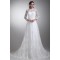 Elegant Satin Lace High-Neck 3/4 Length Sleeve A-Line Lace Wedding Dresses 2031169