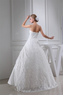 Ball Gown Strapless Floor-Length Lace Wedding Dresses 2030117