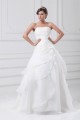 Elegant Strapless Satin Organza Sleeveless A-Line Wedding Dresses 2031174