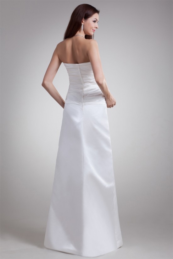 Elegant Strapless Satin Sleeveless A-Line Wedding Dresses 2031175