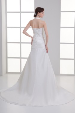 Elegant Taffeta A-Line Sleeveless Halter Wedding Dresses 2031176