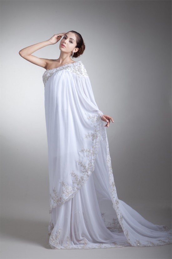 Fantastic A-Line Chiffon Satin One-Shoulder Sleeveless Wedding Dresses Maternity Wedding Dresses 2031177 Fantastic A-Line Chiffon Satin One-Shoulder Sleeveless Wedding Dresses Maternity Wedding Dresses 2031177