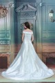 Fantastic A-Line Satin Off-the-Shoulder Sleeveless Beaded Wedding Dresses 2031178