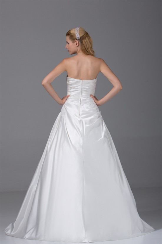 A-Line Strapless Beaded Lace Satin Wedding Dresses 2030118 A-Line Strapless Beaded Lace Satin Wedding Dresses 2030118