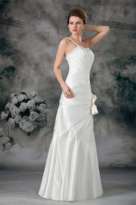 Fantastic One-Shoulder Satin Sleeveless A-Line Wedding Dresses 2031180 Fantastic One-Shoulder Satin Sleeveless A-Line Wedding Dresses 2031180