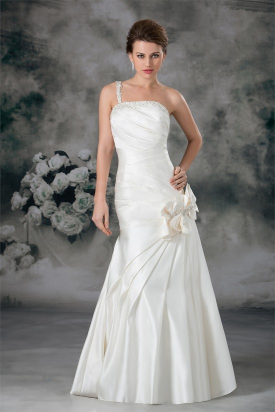 Fantastic One-Shoulder Satin Sleeveless A-Line Wedding Dresses 2031180 Fantastic One-Shoulder Satin Sleeveless A-Line Wedding Dresses 2031180