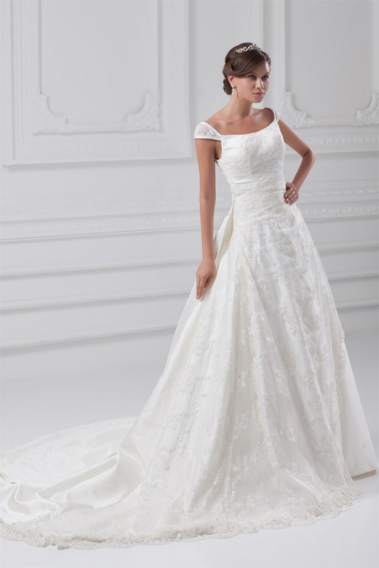 Fantastic Scoop A-Line Satin Lace Wedding Dresses 2031181 Fantastic Scoop A-Line Satin Lace Wedding Dresses 2031181