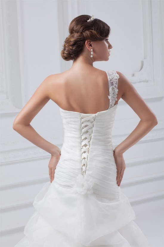 Fantastic Sleeveless A-Line One-Shoulder Satin Organza Wedding Dresses 2031182 Fantastic Sleeveless A-Line One-Shoulder Satin Organza Wedding Dresses 2031182