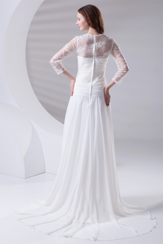 Fantastic Sweetheart A-Line Chiffon Lace 3/4 Length Sleeve Wedding Dresses 2031185 Fantastic Sweetheart A-Line Chiffon Lace 3/4 Length Sleeve Wedding Dresses 2031185