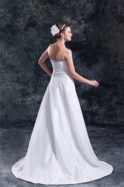 Fantastic Taffeta Sweetheart A-Line Sleeveless Beaded Wedding Dresses 2031187