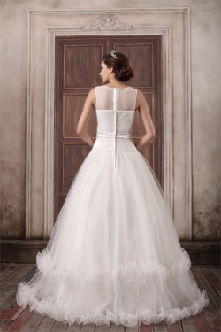 Fantastic V-Neck Princess Satin Fine Netting Wedding Dresses 2031188