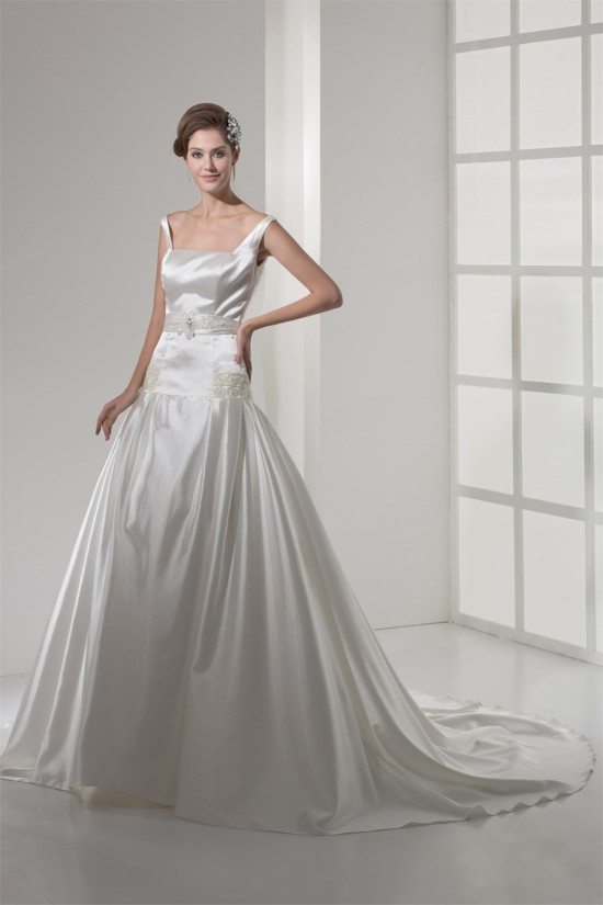 A-Line Square Chapel Train Beaded Wedding Dresses 2030119 A-Line Square Chapel Train Beaded Wedding Dresses 2030119