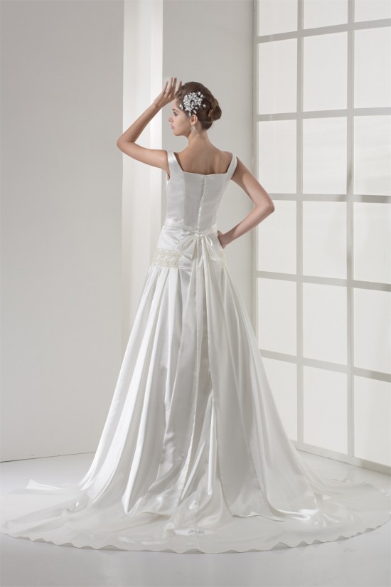 A-Line Square Chapel Train Beaded Wedding Dresses 2030119 A-Line Square Chapel Train Beaded Wedding Dresses 2030119