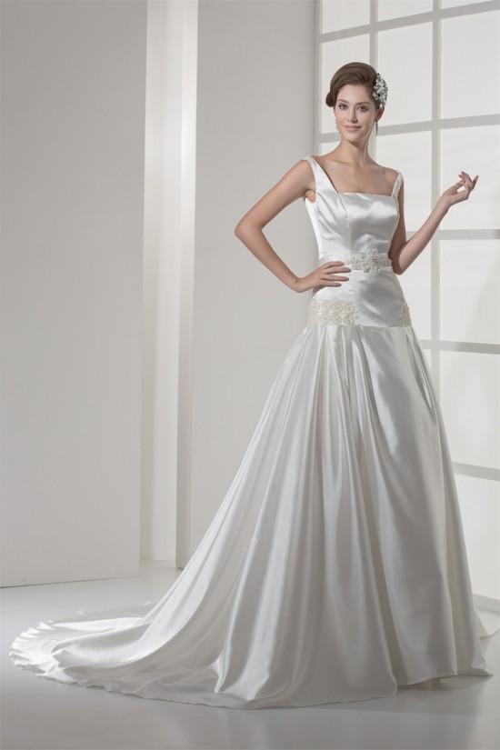 A-Line Square Chapel Train Beaded Wedding Dresses 2030119 A-Line Square Chapel Train Beaded Wedding Dresses 2030119