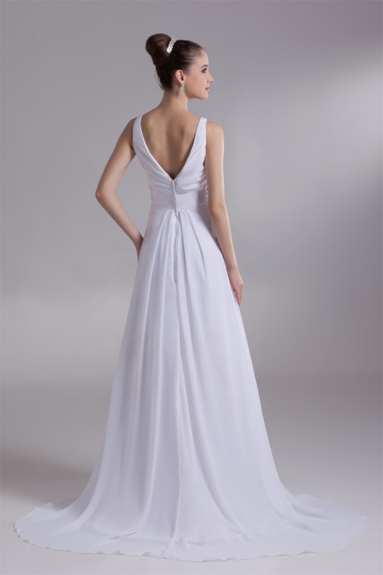 Fantastic V-Neck Sleeveless Chiffon Satin A-Line Wedding Dresses 2031190 Fantastic V-Neck Sleeveless Chiffon Satin A-Line Wedding Dresses 2031190