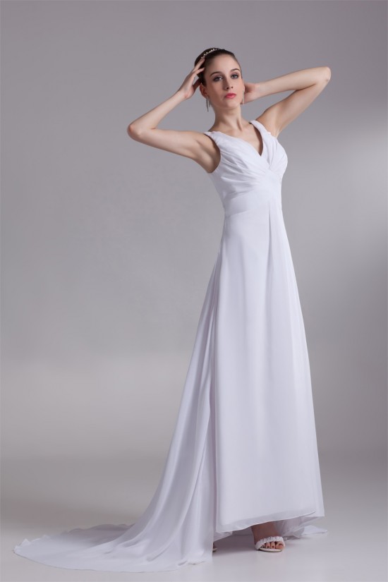 Fantastic V-Neck Sleeveless Chiffon Satin A-Line Wedding Dresses 2031190 Fantastic V-Neck Sleeveless Chiffon Satin A-Line Wedding Dresses 2031190