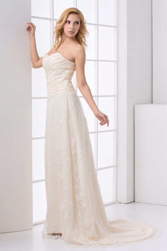 Fashionable Satin Lace Sweetheart A-Line Sleeveless Sweet Wedding Dresses 2031191 Fashionable Satin Lace Sweetheart A-Line Sleeveless Sweet Wedding Dresses 2031191
