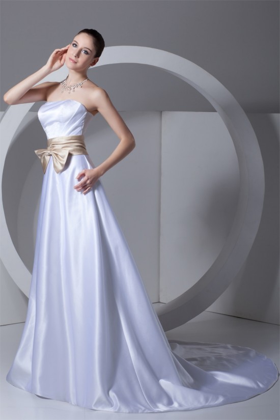 Fashionable Satin Strapless Sleeveless A-Line Wedding Dresses with Color 2031192 Fashionable Satin Strapless Sleeveless A-Line Wedding Dresses with Color 2031192