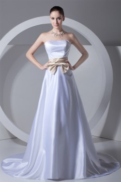 Fashionable Satin Strapless Sleeveless A-Line Wedding Dresses with Color 2031192