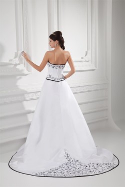 Fashionable Satin Sweetheart Sleeveless A-Line Best Wedding Dresses 2031193