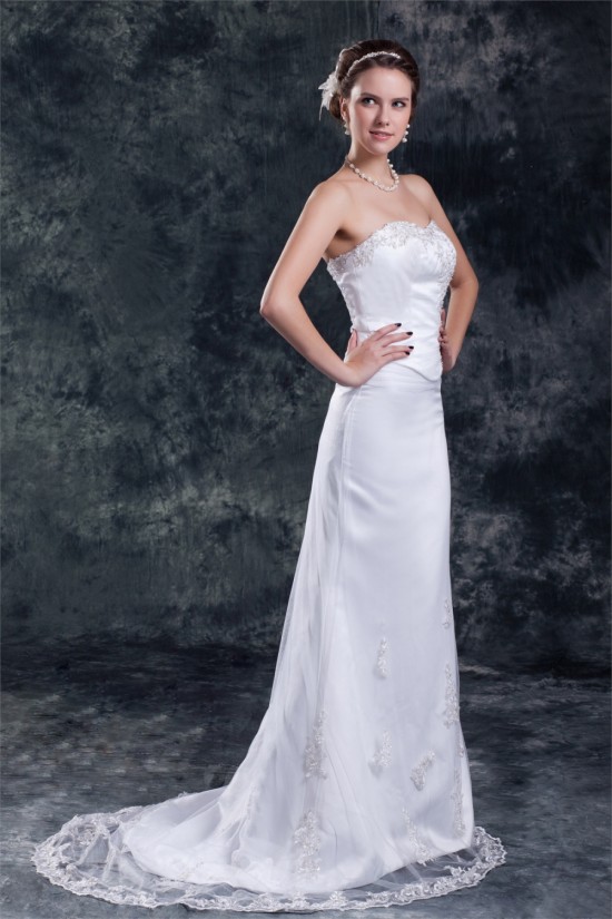 Fashionable Sleeveless Sweetheart Satin Net A-Line Best Wedding Dresses 2031196 Fashionable Sleeveless Sweetheart Satin Net A-Line Best Wedding Dresses 2031196