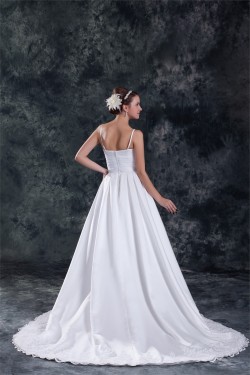 A-Line Spaghetti Straps Taffeta Sleeveless Wedding Dresses 2031199