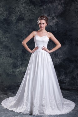A-Line Spaghetti Straps Taffeta Sleeveless Wedding Dresses 2031199