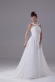 Elegant A-Line Chiffon Silk like Satin Straps Beaded Wedding Dresses 2030120