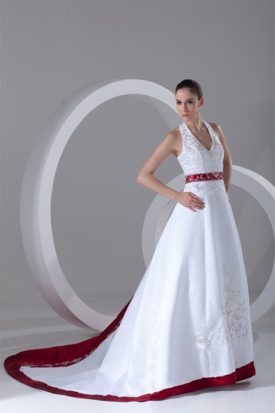 Halter Sleeveless A-Line Satin Best Wedding Dresses 2031203 Halter Sleeveless A-Line Satin Best Wedding Dresses 2031203