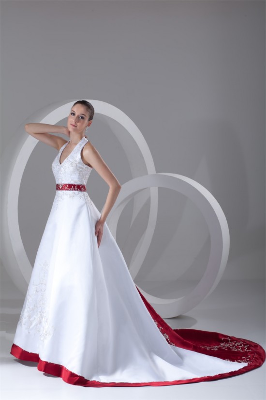 Halter Sleeveless A-Line Satin Best Wedding Dresses 2031203 Halter Sleeveless A-Line Satin Best Wedding Dresses 2031203