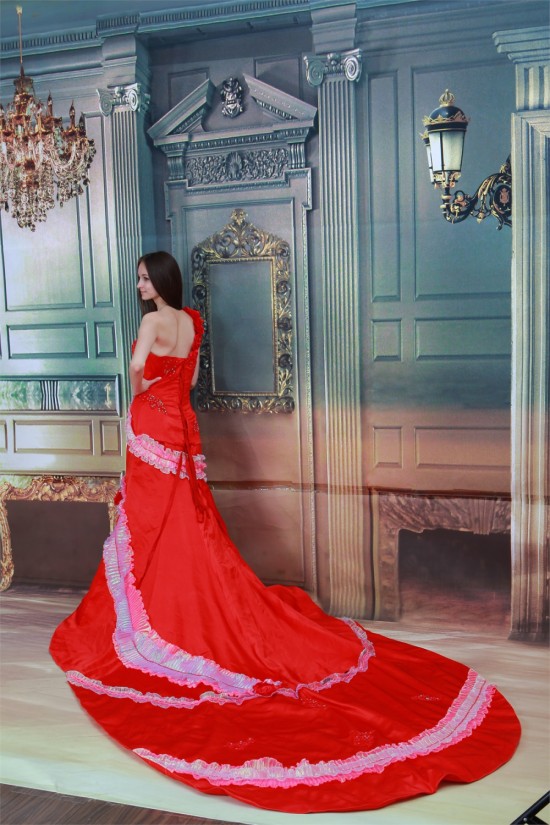 One-Shoulder Satin Sleeveless A-Line Wedding Dresses 2031204 One-Shoulder Satin Sleeveless A-Line Wedding Dresses 2031204