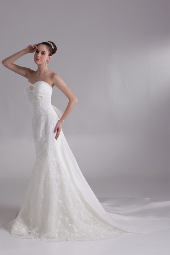 Trumpet/Mermaid Satin Lace Taffeta Sweetheart Sleeveless Wedding Dresses 2031205 Trumpet/Mermaid Satin Lace Taffeta Sweetheart Sleeveless Wedding Dresses 2031205