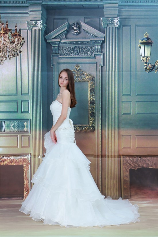 Satin Organza Short Sleeve Mermaid/Trumpet Wedding Dresses 2031206 Satin Organza Short Sleeve Mermaid/Trumpet Wedding Dresses 2031206