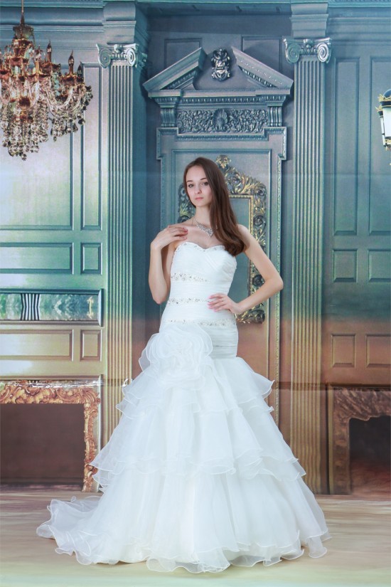Satin Organza Short Sleeve Mermaid/Trumpet Wedding Dresses 2031206 Satin Organza Short Sleeve Mermaid/Trumpet Wedding Dresses 2031206