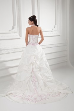 Sleeveless Halter Taffeta Ball Gown Wedding Dresses 2031207