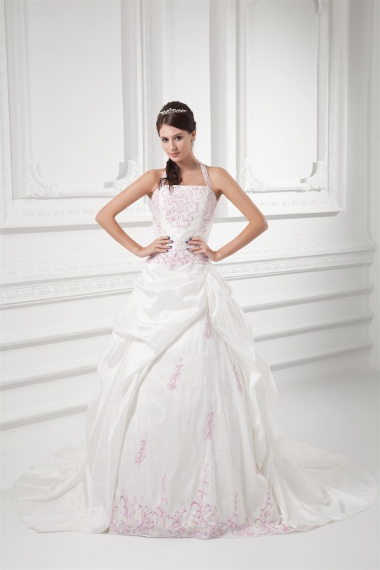 Sleeveless Halter Taffeta Ball Gown Wedding Dresses 2031207 Sleeveless Halter Taffeta Ball Gown Wedding Dresses 2031207