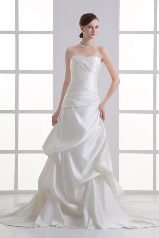 A-Line Strapless Satin Wedding Dresses 2031208 A-Line Strapless Satin Wedding Dresses 2031208