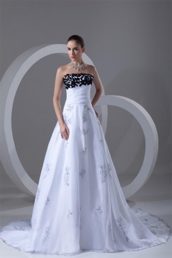 Sleeveless Strapless A-Line Satin Organza Wedding Dresses 2031209 Sleeveless Strapless A-Line Satin Organza Wedding Dresses 2031209