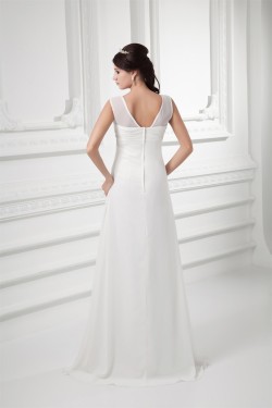 Sleeveless V-Neck Chiffon Elastic Woven Satin Wedding Dresses 2031210