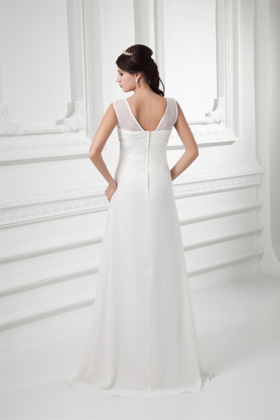 Sleeveless V-Neck Chiffon Elastic Woven Satin Wedding Dresses 2031210 Sleeveless V-Neck Chiffon Elastic Woven Satin Wedding Dresses 2031210