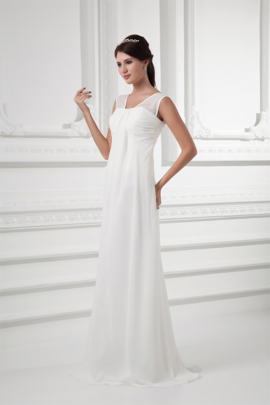 Sleeveless V-Neck Chiffon Elastic Woven Satin Wedding Dresses 2031210 Sleeveless V-Neck Chiffon Elastic Woven Satin Wedding Dresses 2031210