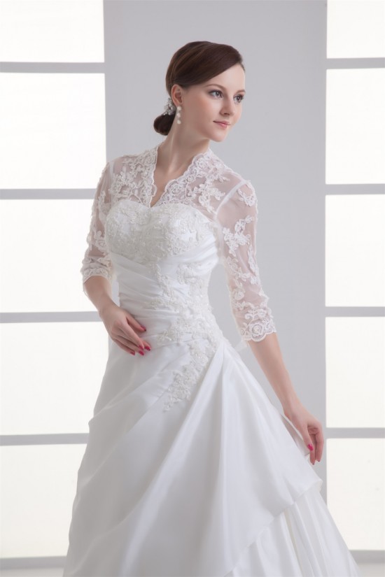 Great Ball Gown 3/4 Length Sleeve Taffeta Lace V-Neck Wedding Dresses 2031212 Great Ball Gown 3/4 Length Sleeve Taffeta Lace V-Neck Wedding Dresses 2031212