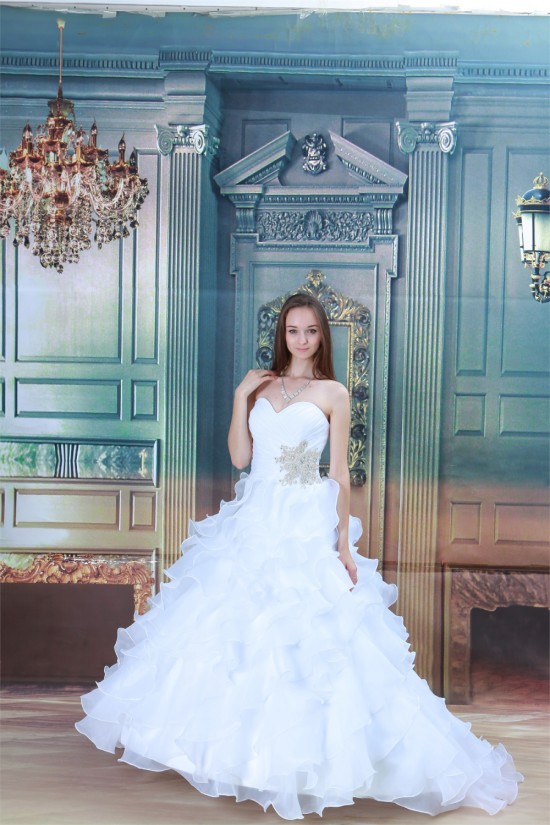 Great Ball Gown Sweetheart Satin Sleeveless Wedding Dresses 2031213