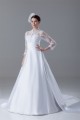 Great Long Sleeve High-Neck Satin Lace A-Line Wedding Dresses 2031214 Great Long Sleeve High-Neck Satin Lace A-Line Wedding Dresses 2031214