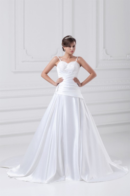 Great Sleeveless A-Line Satin Spaghetti Straps Lace Wedding Dresses 2031216 Great Sleeveless A-Line Satin Spaghetti Straps Lace Wedding Dresses 2031216