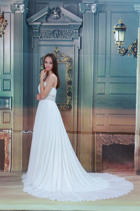 Great Sleeveless Chiffon Satin One-Shoulder A-Line Beaded Wedding Dresses 2031217 Great Sleeveless Chiffon Satin One-Shoulder A-Line Beaded Wedding Dresses 2031217